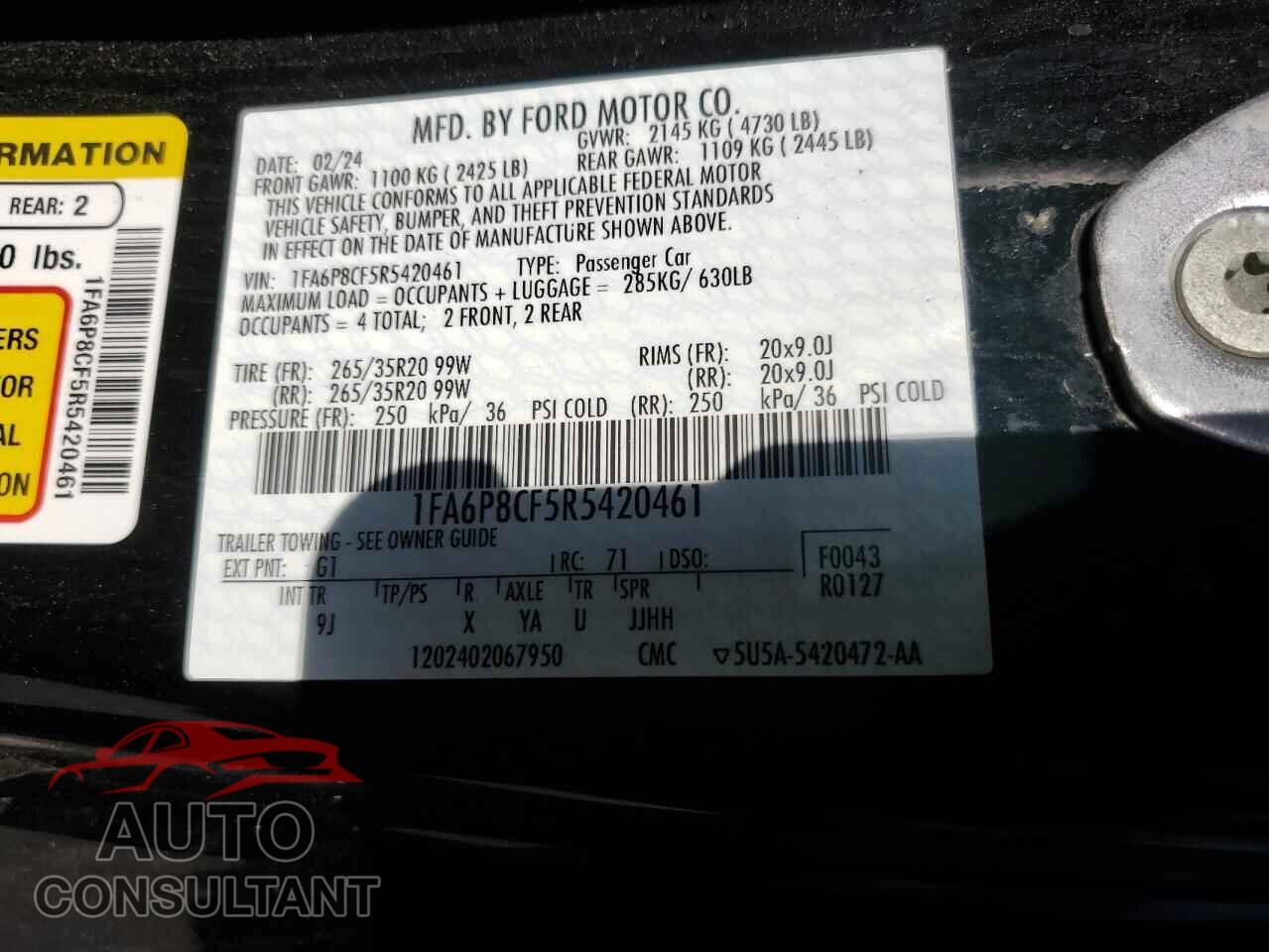 FORD MUSTANG 2024 - 1FA6P8CF5R5420461