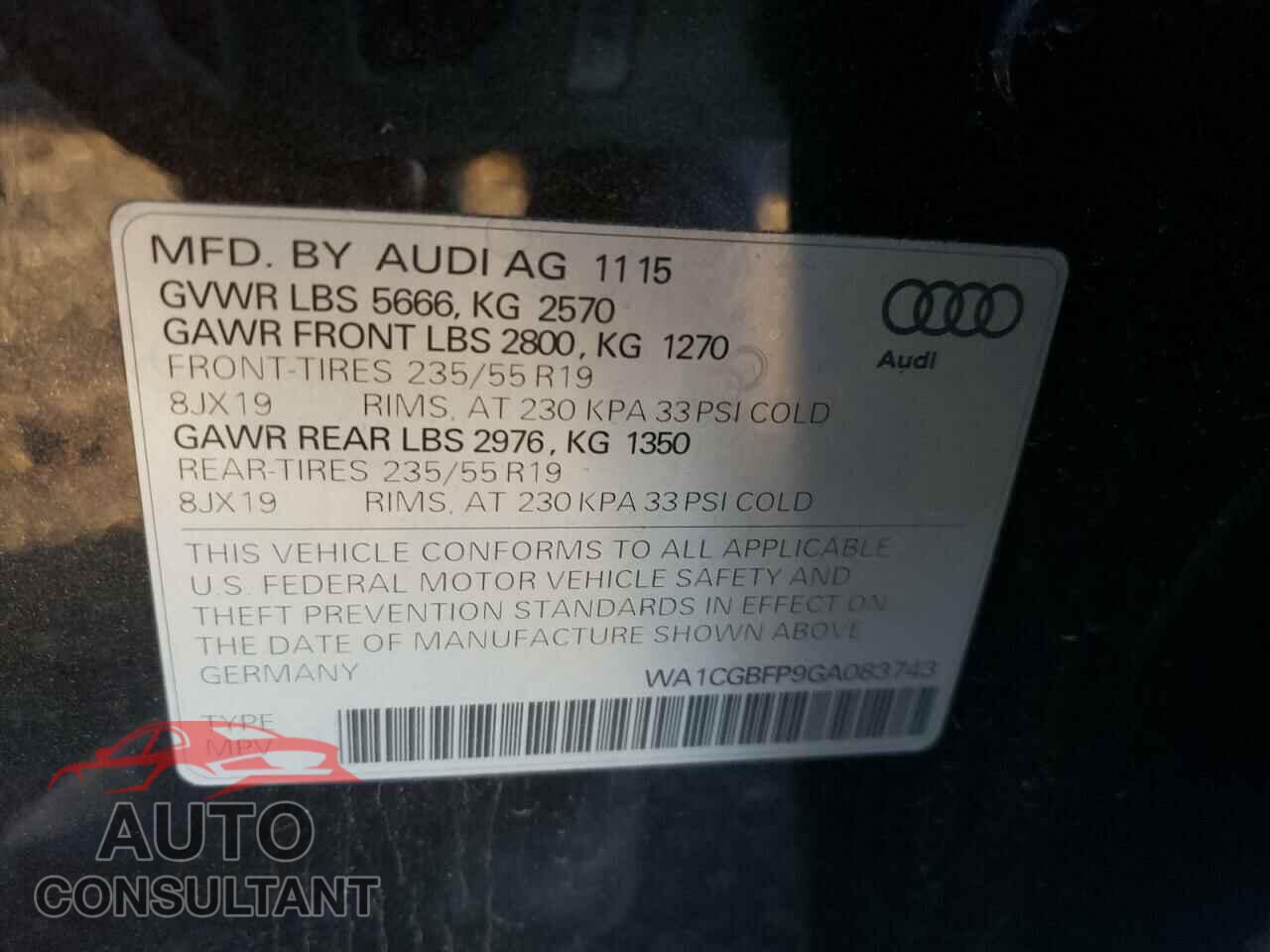 AUDI Q5 2016 - WA1CGBFP9GA083743