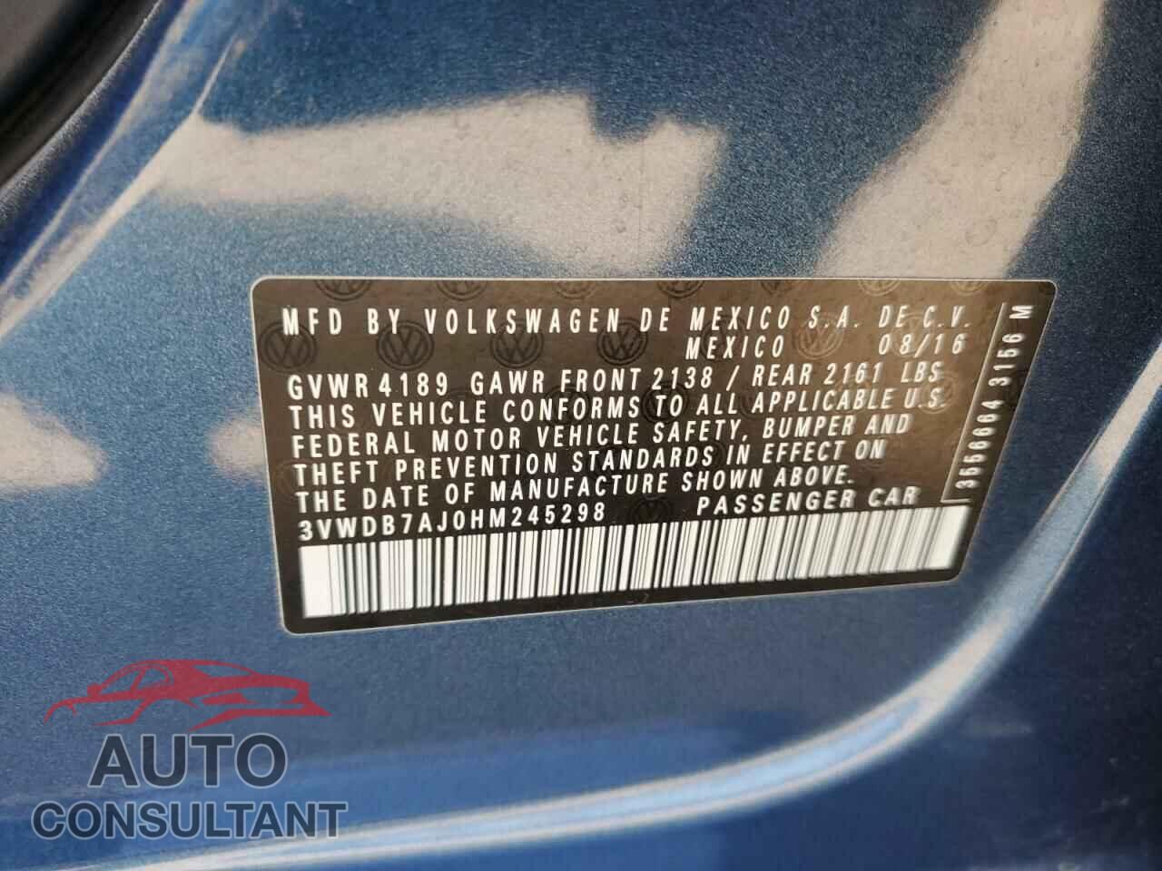 VOLKSWAGEN JETTA 2017 - 3VWDB7AJ0HM245298