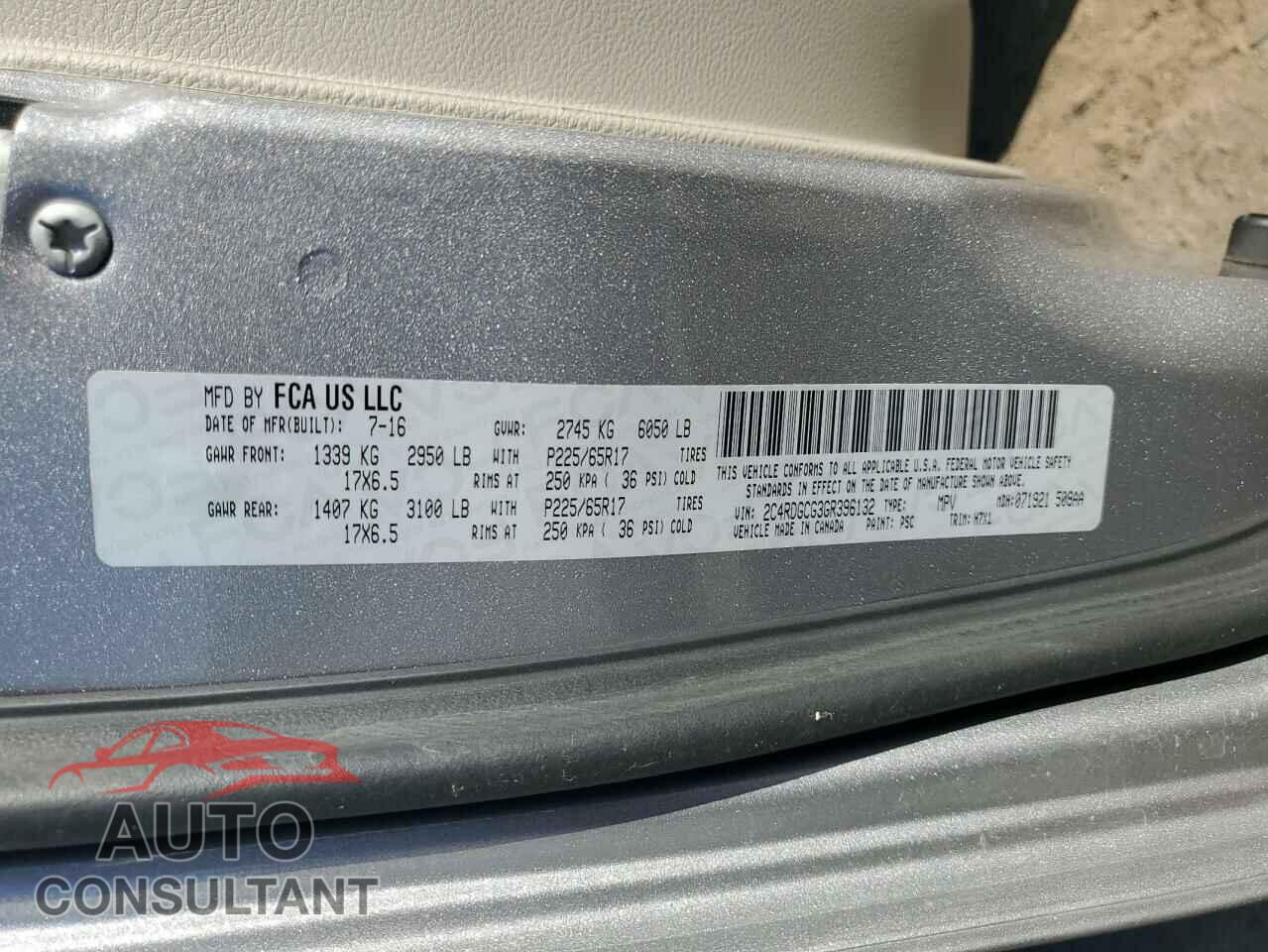 DODGE CARAVAN 2016 - 2C4RDGCG3GR396132