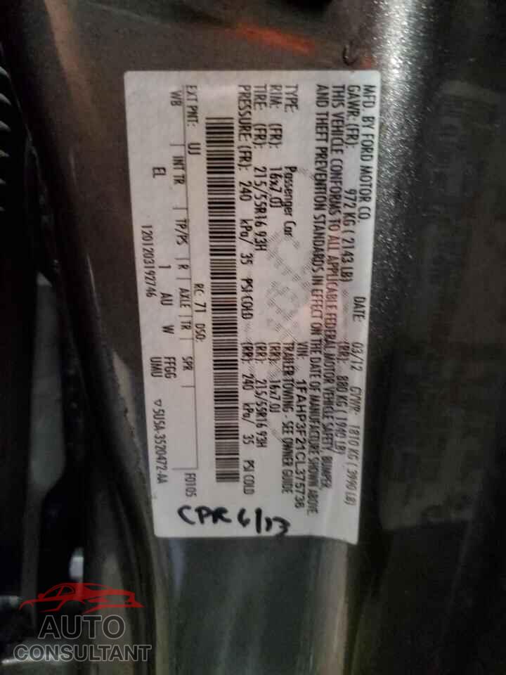 FORD FOCUS 2012 - 1FAHP3F21CL375736
