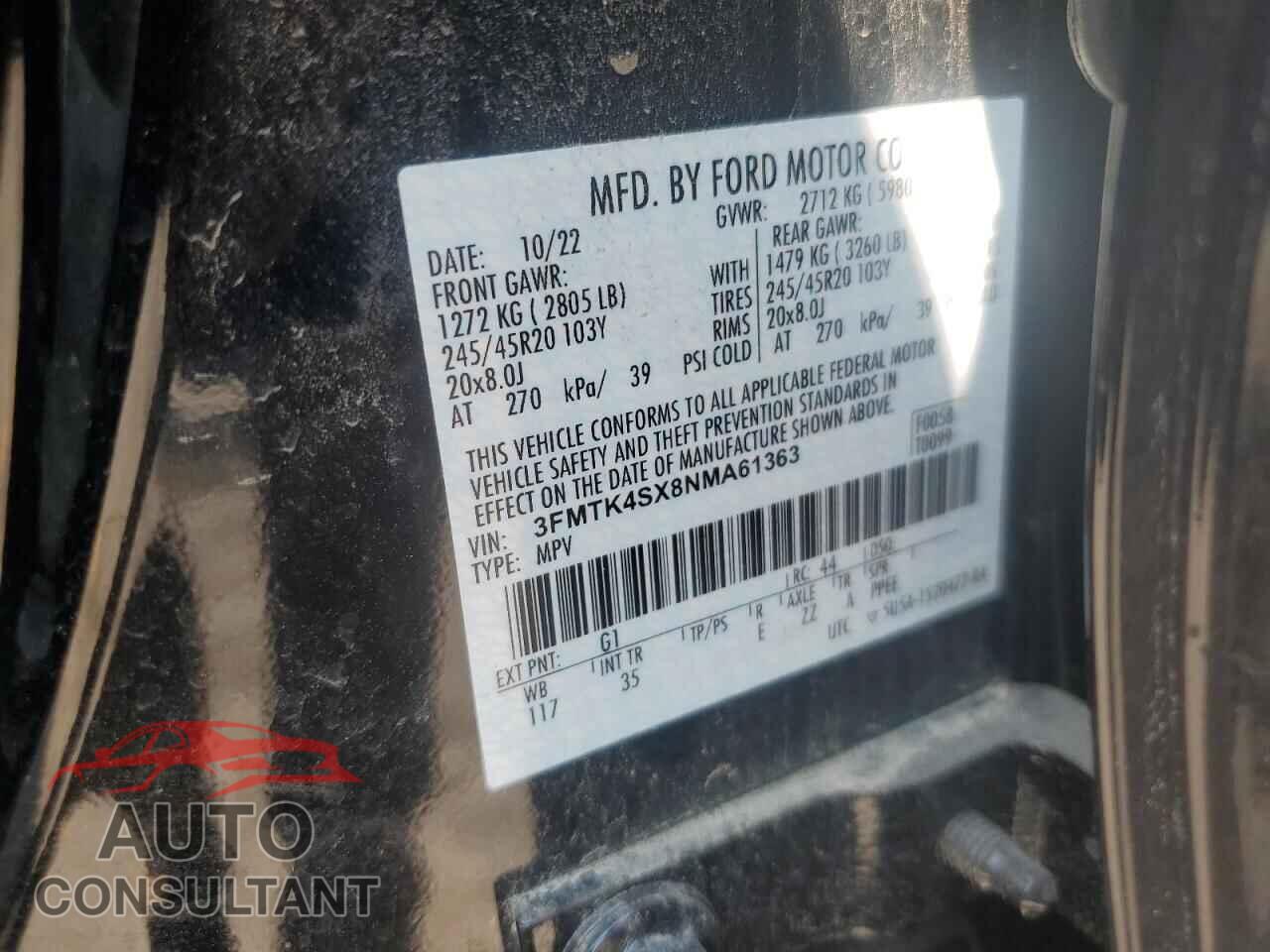 FORD MUSTANG 2022 - 3FMTK4SX8NMA61363