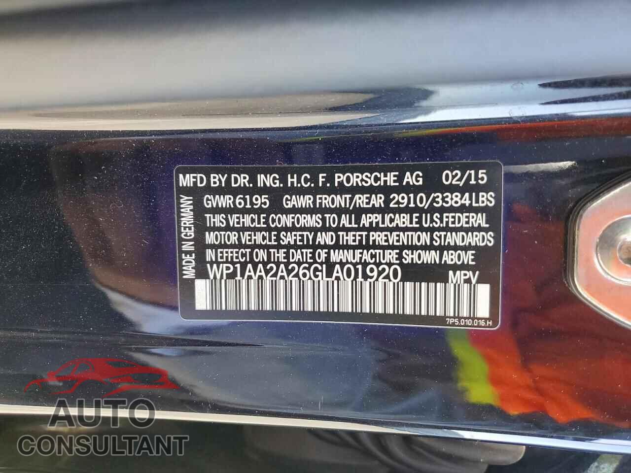 PORSCHE CAYENNE 2016 - WP1AA2A26GLA01920