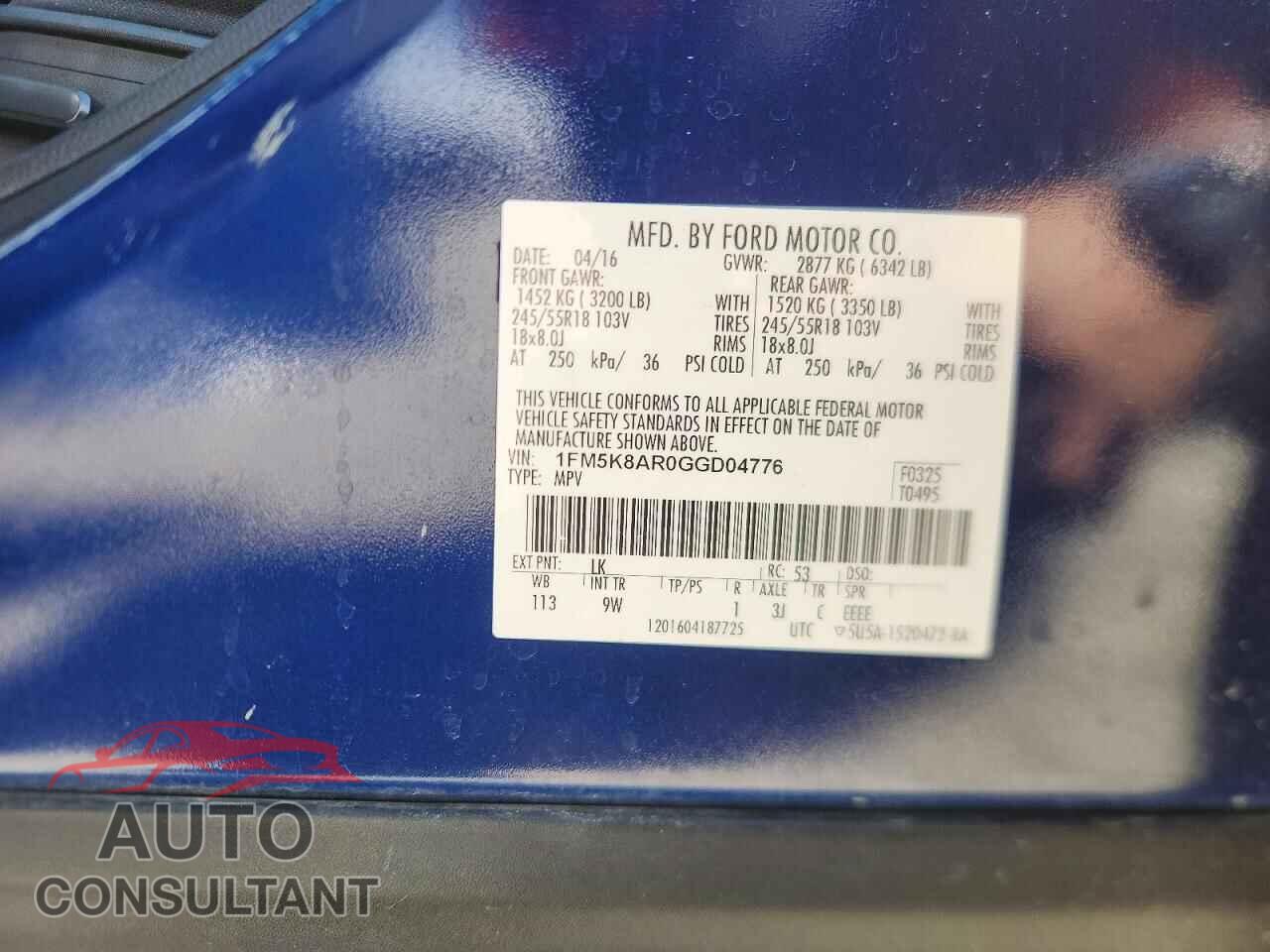 FORD EXPLORER 2016 - 1FM5K8AR0GGD04776