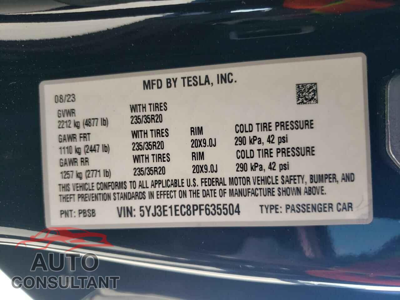 TESLA MODEL 3 2023 - 5YJ3E1EC8PF635504