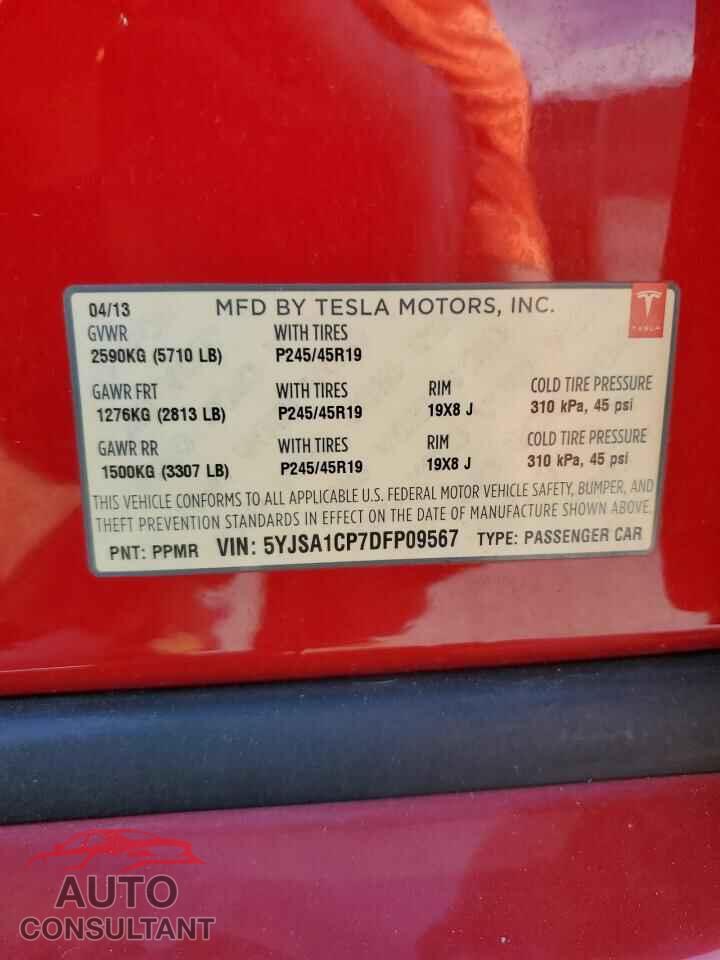 TESLA MODEL S 2013 - 5YJSA1CP7DFP09567