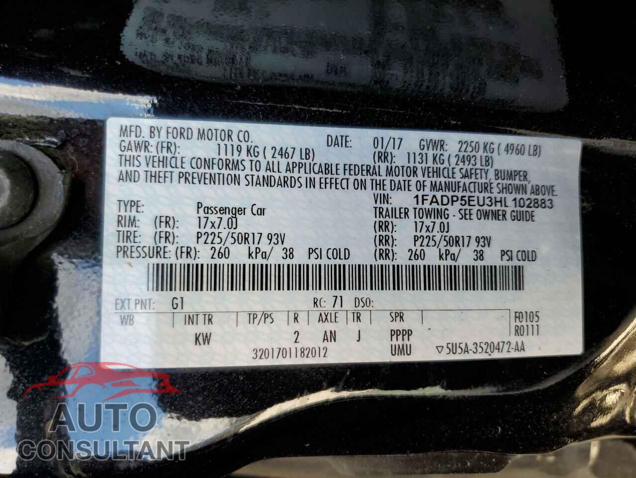 FORD CMAX 2017 - 1FADP5EU3HL102883