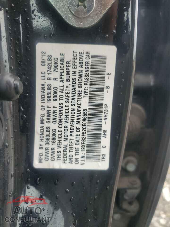 HONDA CIVIC 2012 - 19XFB2F52CE086555
