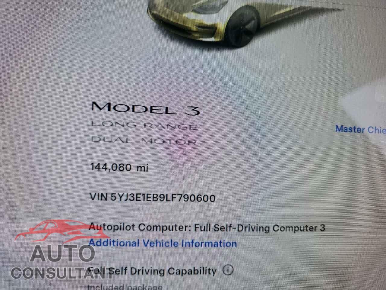 TESLA MODEL 3 2020 - 5YJ3E1EB9LF790600