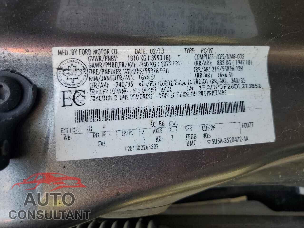 FORD FOCUS 2013 - 1FADP3F28DL273852