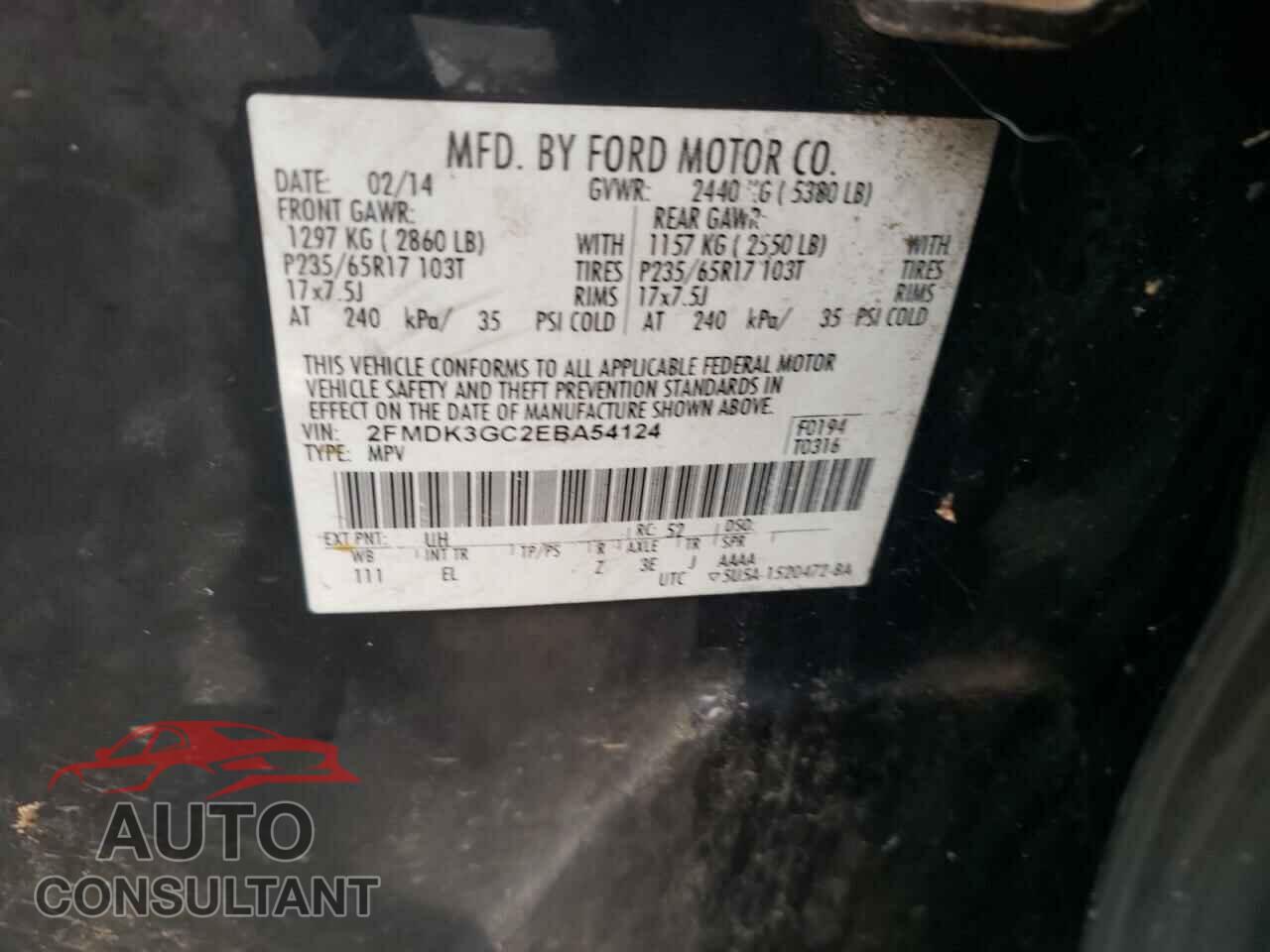 FORD EDGE 2014 - 2FMDK3GC2EBA54124