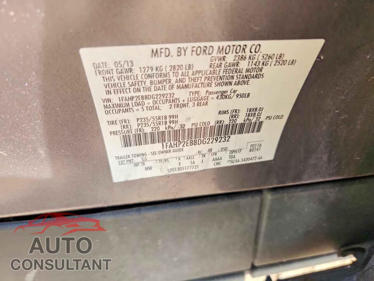 FORD TAURUS 2013 - 1FAHP2E88DG229232
