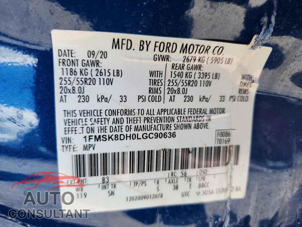 FORD EXPLORER 2020 - 1FMSK8DH0LGC90636