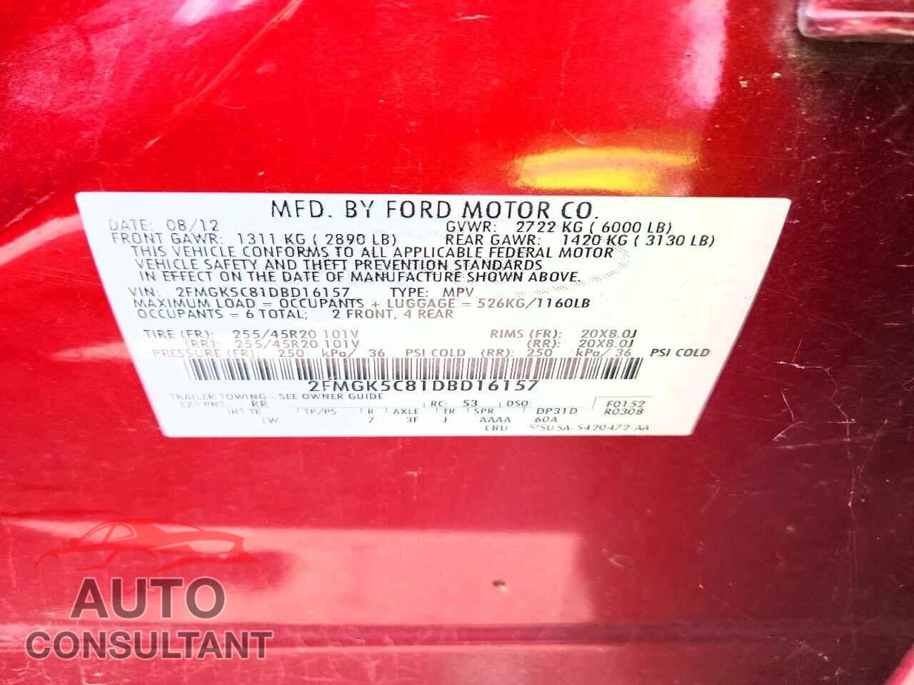 FORD FLEX 2013 - 2FMGK5C81DBD16157