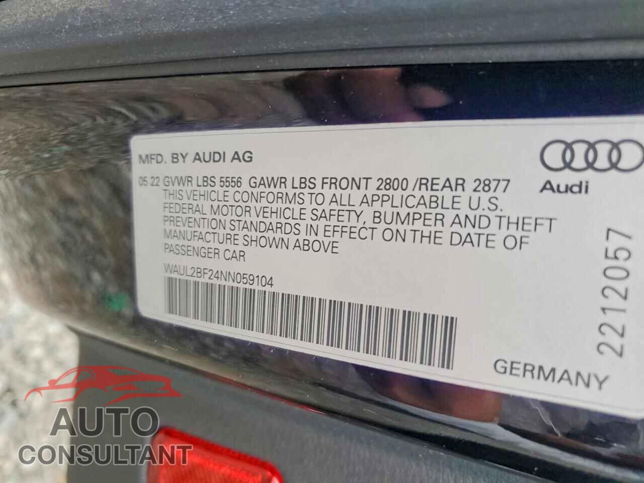 AUDI A6 2022 - WAUL2BF24NN059104