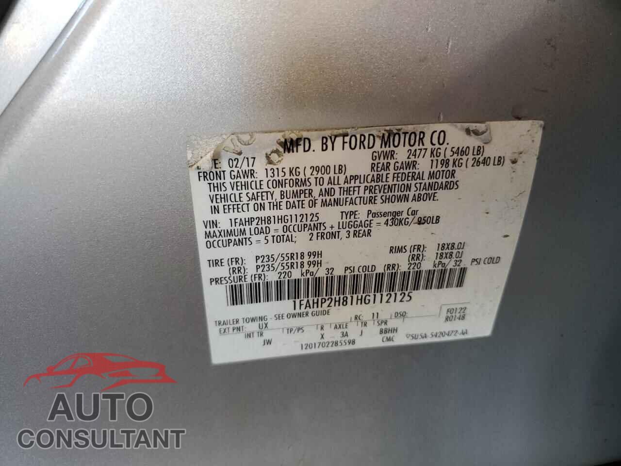 FORD TAURUS 2017 - 1FAHP2H81HG112125