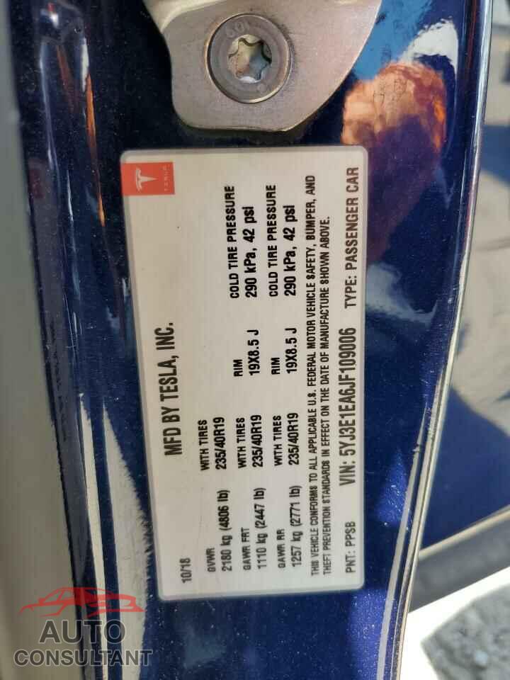 TESLA MODEL 3 2018 - 5YJ3E1EA6JF109006