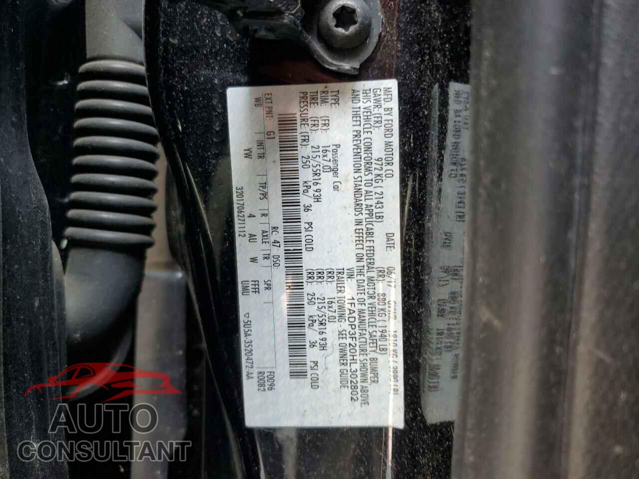 FORD FOCUS 2017 - 1FADP3F20HL302802