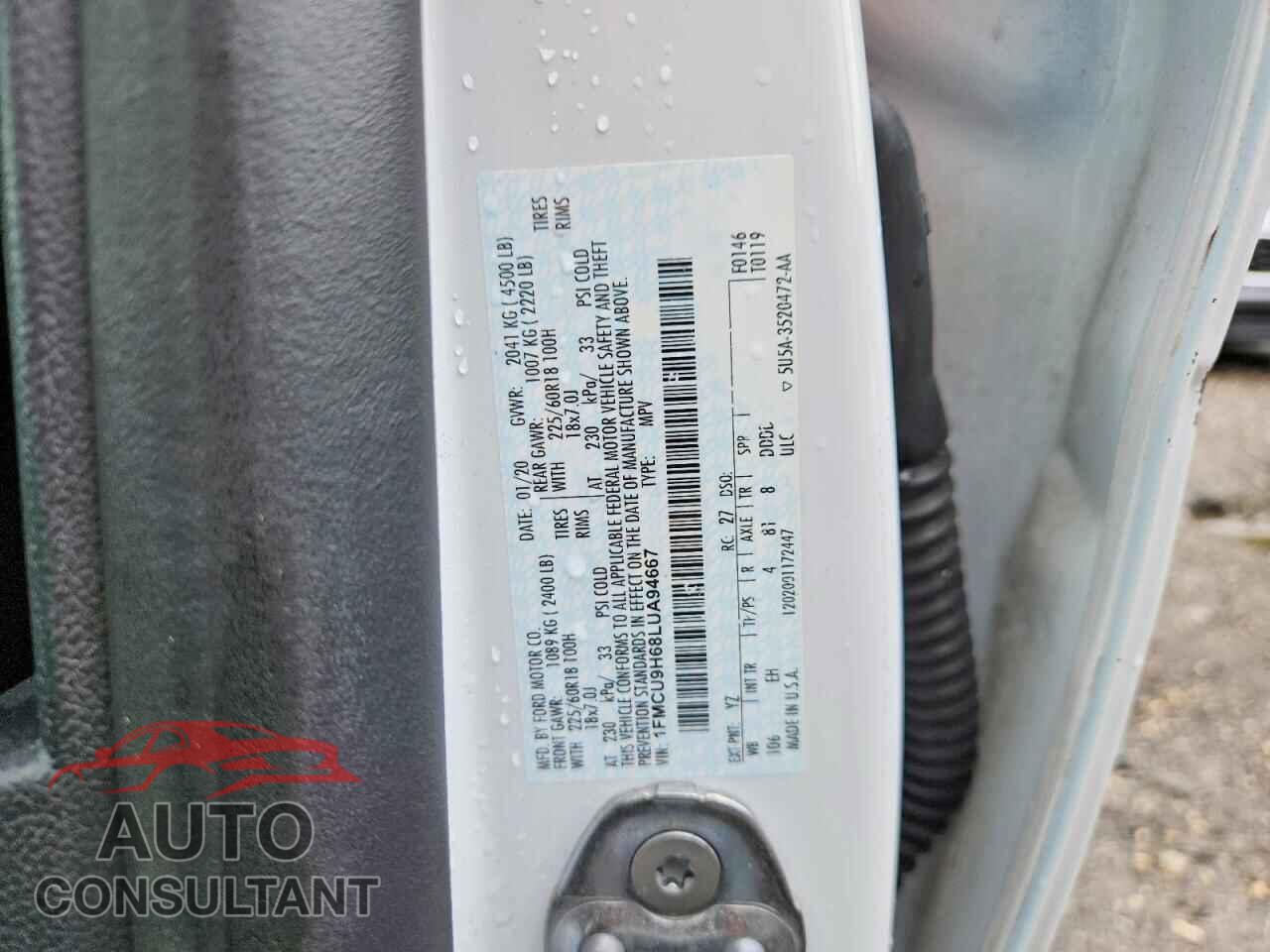 FORD ESCAPE 2020 - 1FMCU9H68LUA94667