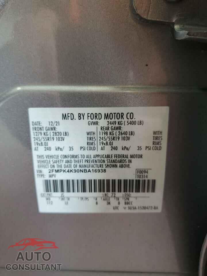 FORD EDGE 2022 - 2FMPK4K90NBA16938
