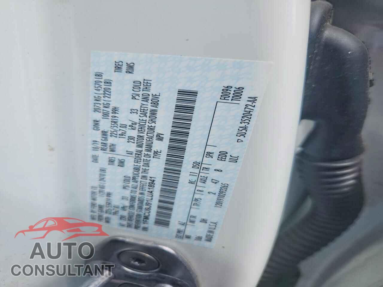FORD ESCAPE 2020 - 1FMCU9J91LUA18941
