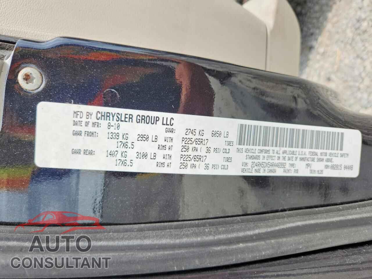 DODGE CARAVAN 2010 - 2D4RN5DX5AR446992