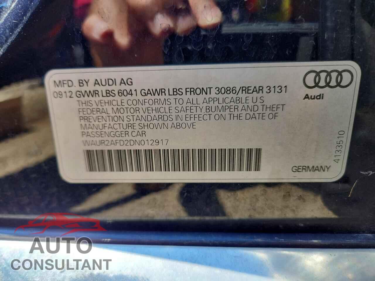 AUDI A8 2013 - WAUR2AFD2DN012917