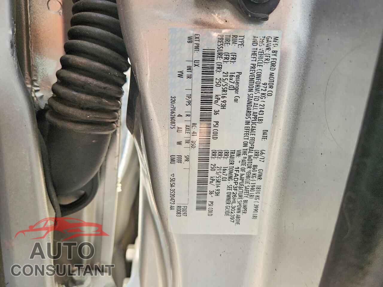 FORD FOCUS 2017 - 1FADP3F26HL302397