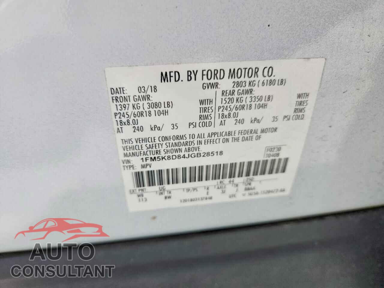 FORD EXPLORER 2018 - 1FM5K8D84JGB28518