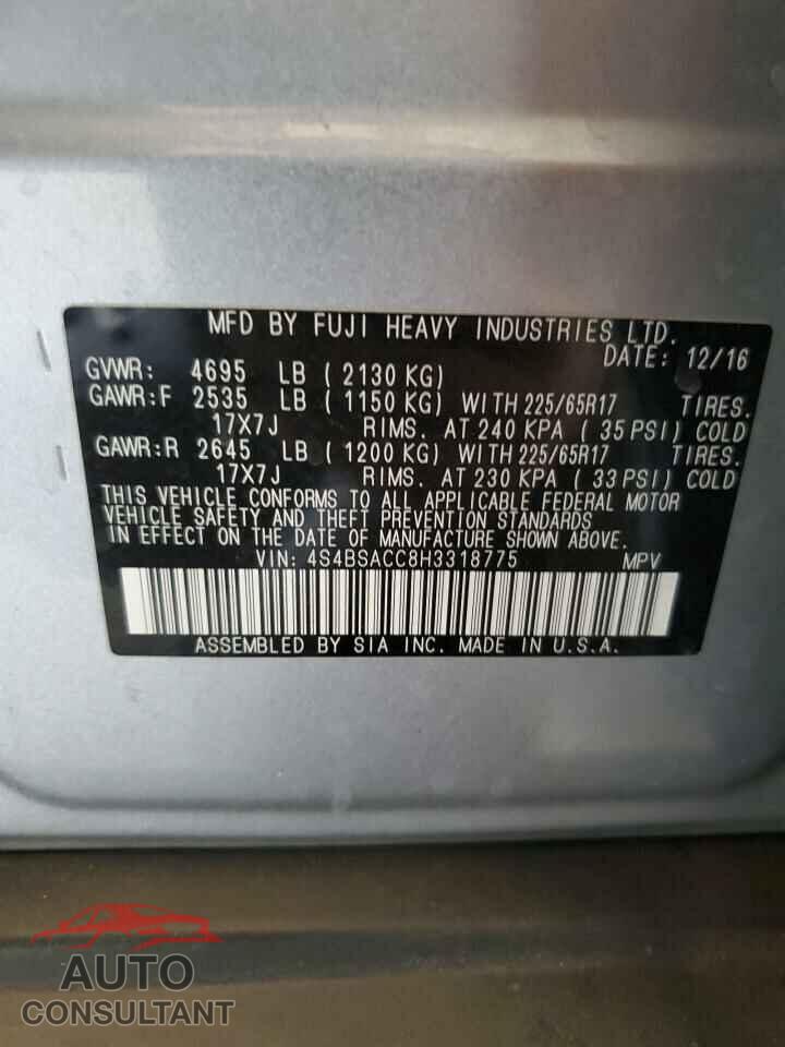 SUBARU OUTBACK 2017 - 4S4BSACC8H3318775