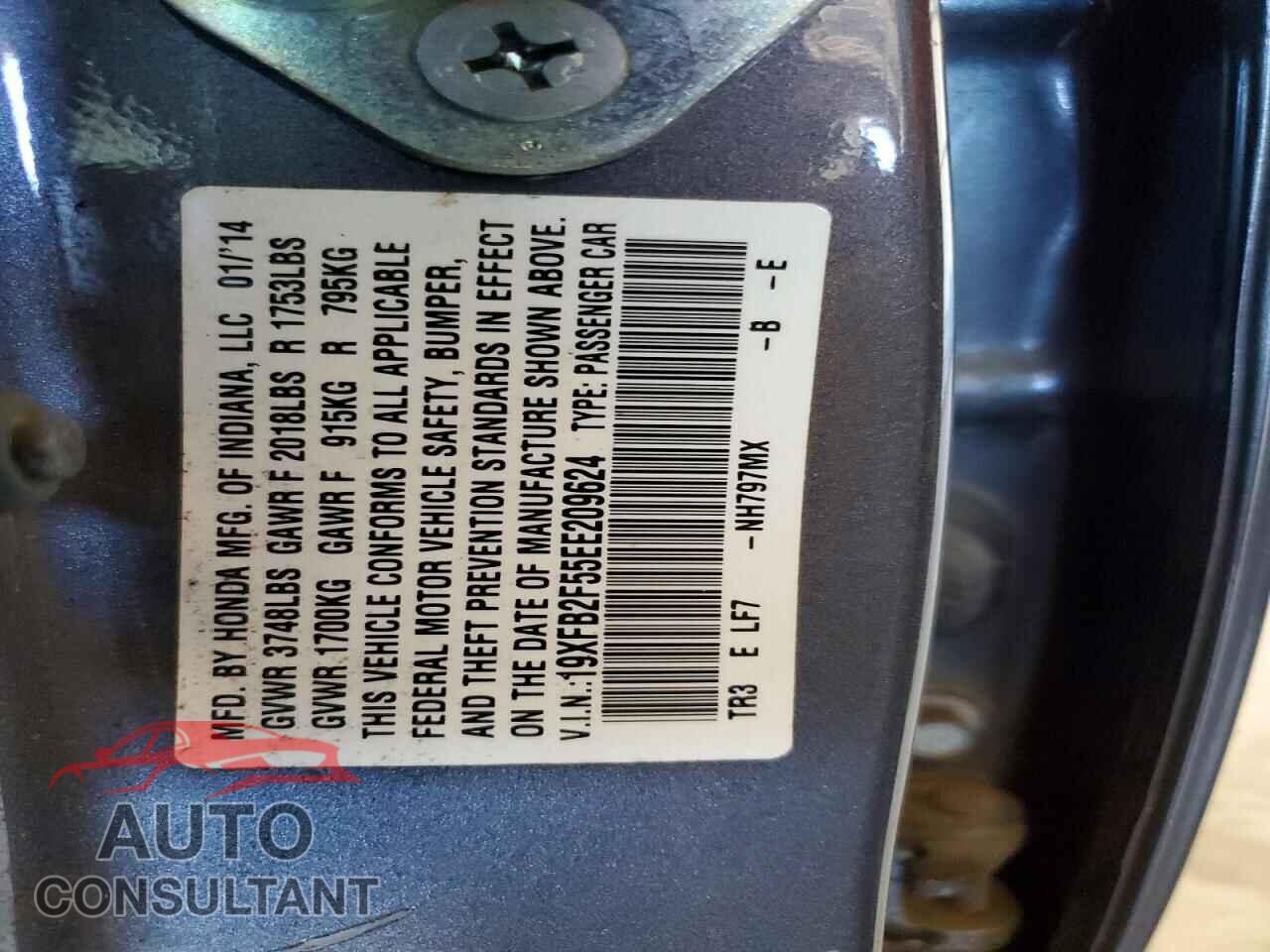 HONDA CIVIC 2014 - 19XFB2F55EE209624