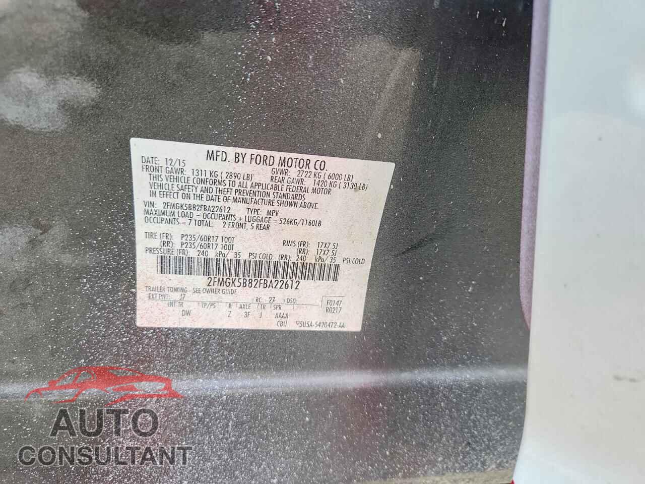 FORD FLEX 2015 - 2FMGK5B82FBA22612