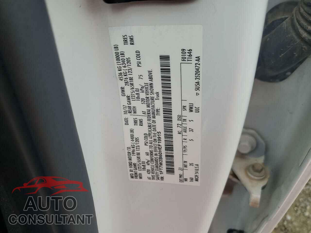 FORD F250 2017 - 1FT7W2B60HEF19915