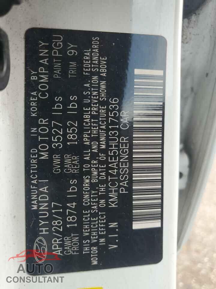 HYUNDAI ACCENT 2017 - KMHCT4AE5HU317536