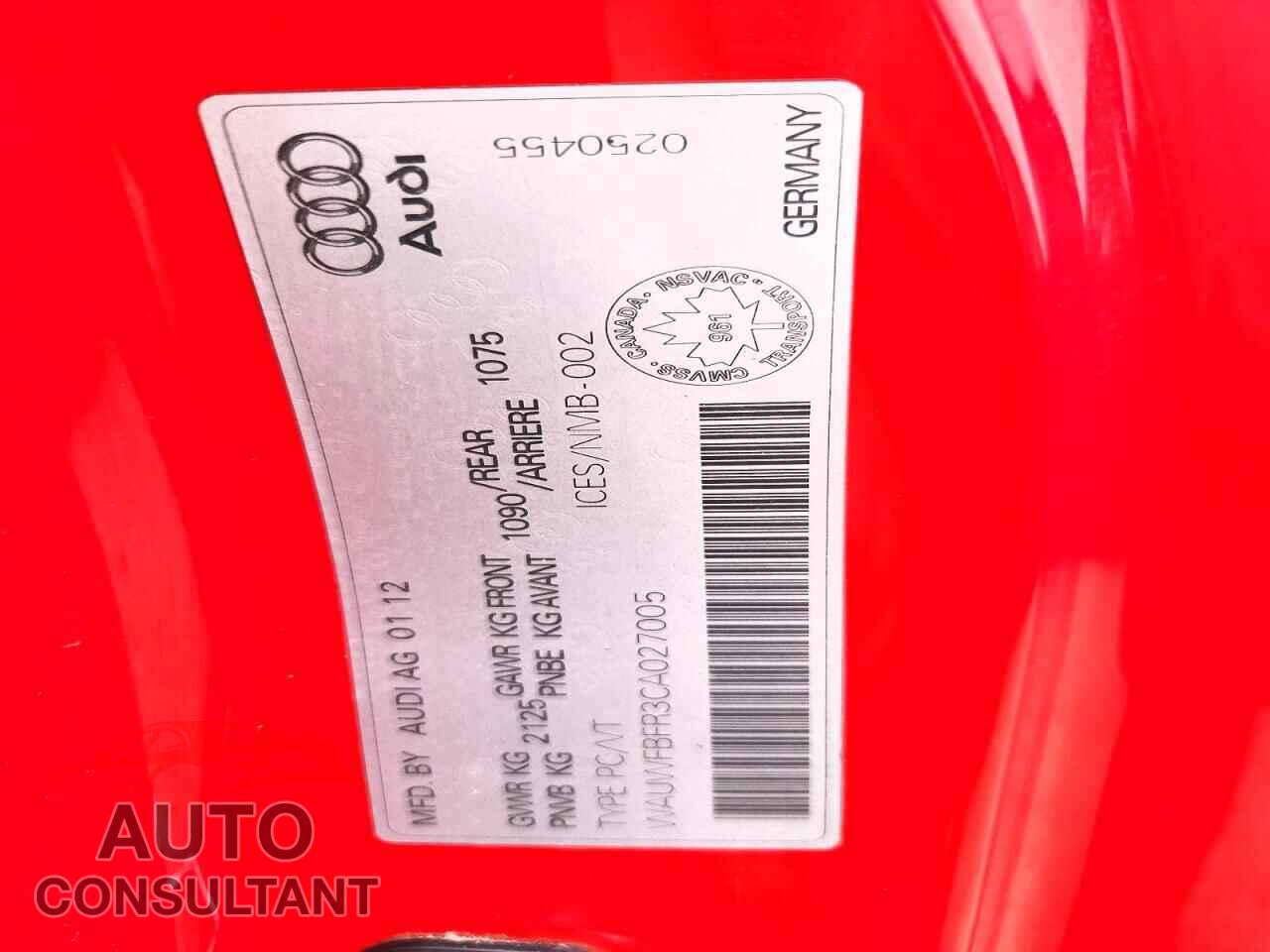 AUDI A5 2012 - WAUWFBFR3CA027005