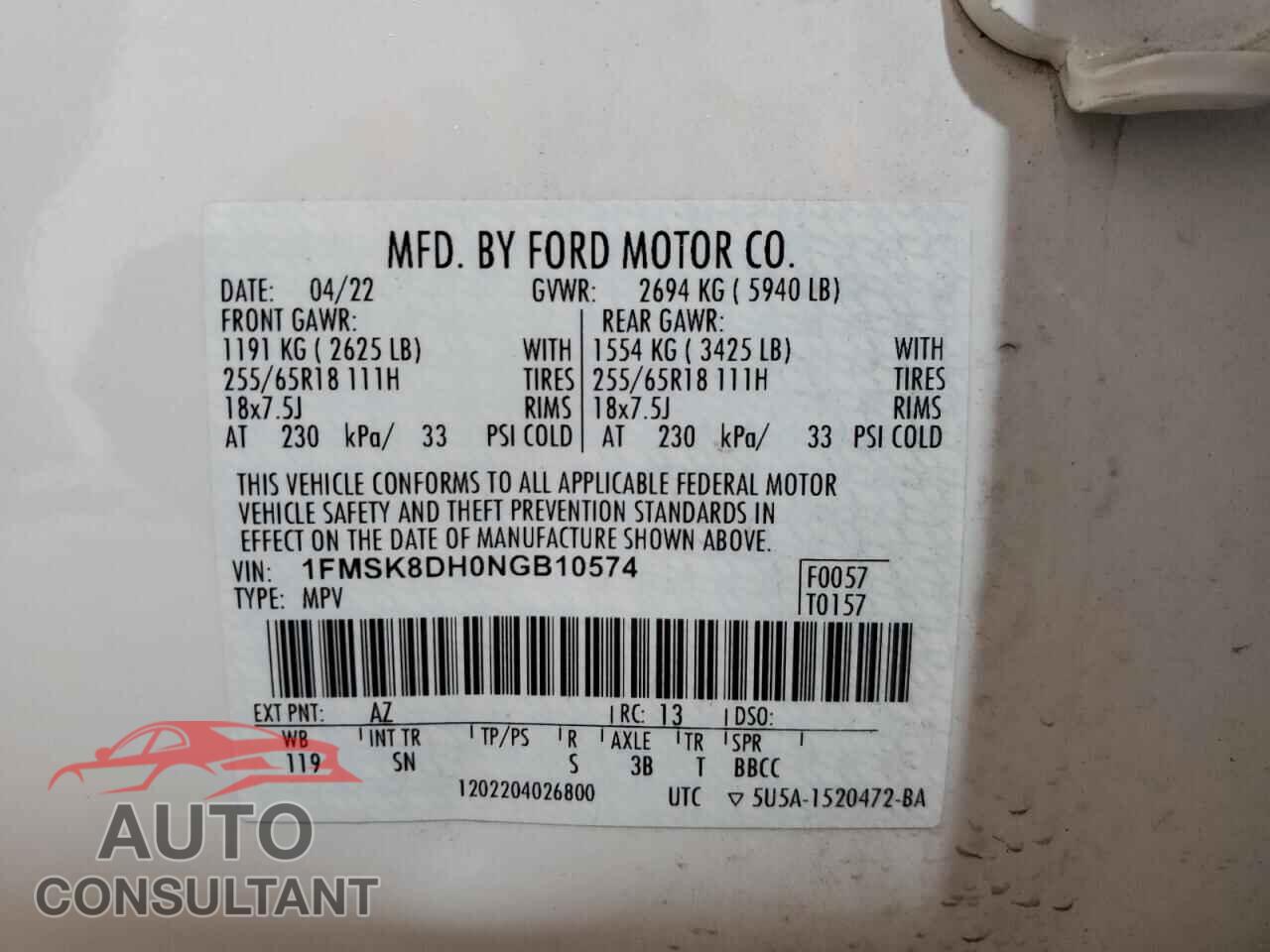 FORD EXPLORER 2022 - 1FMSK8DH0NGB10574
