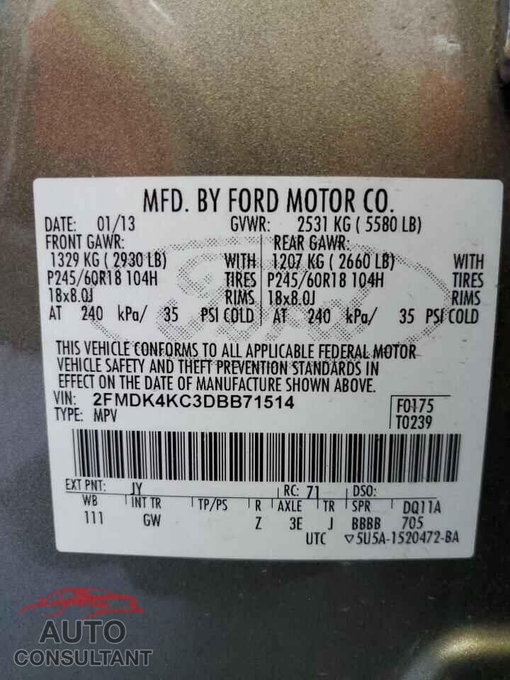 FORD EDGE 2013 - 2FMDK4KC3DBB71514