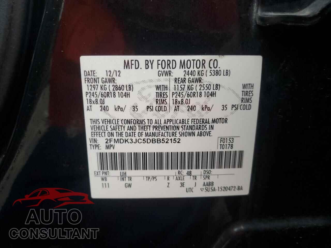 FORD EDGE 2013 - 2FMDK3JC5DBB52152