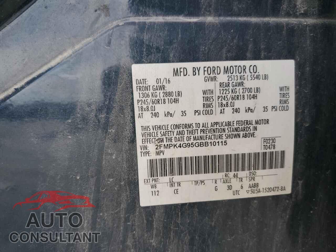 FORD EDGE 2016 - 2FMPK4G95GBB10115