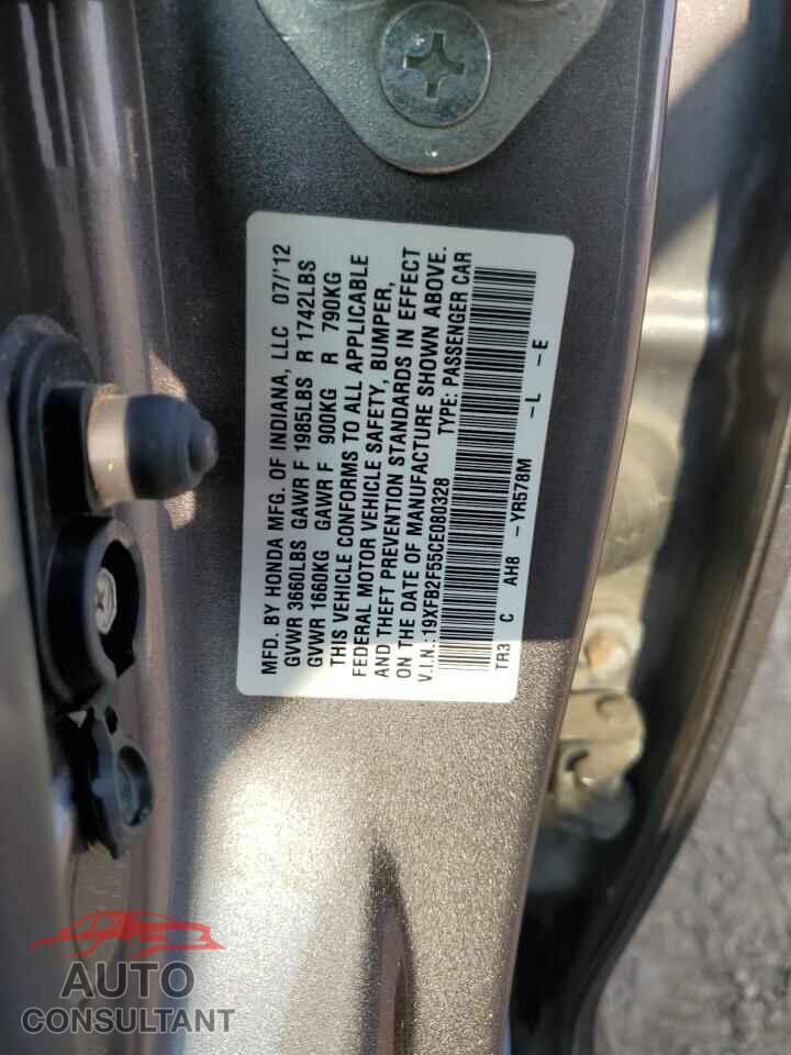 HONDA CIVIC 2012 - 19XFB2F55CE080328