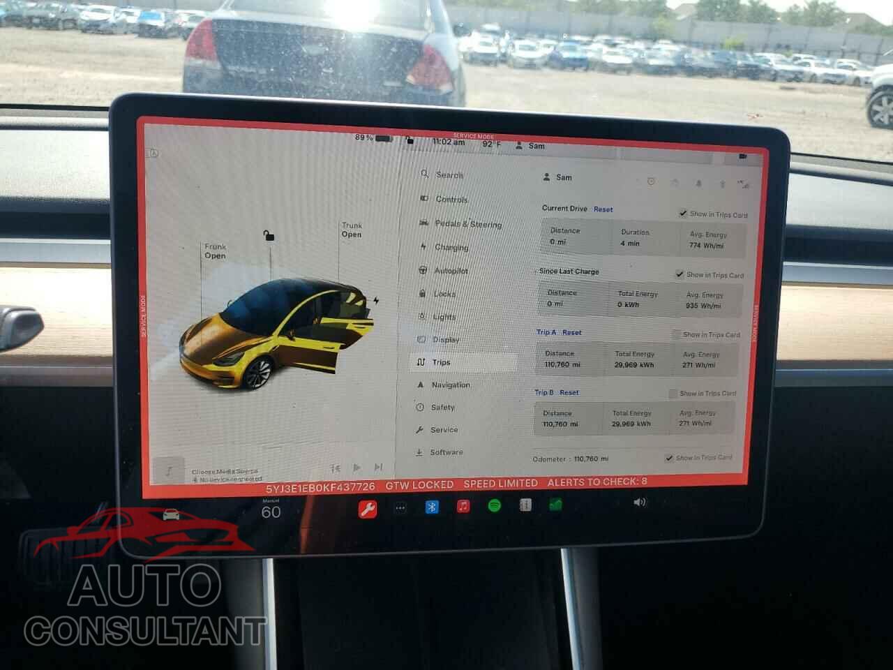 TESLA MODEL 3 2019 - 5YJ3E1EB0KF437726