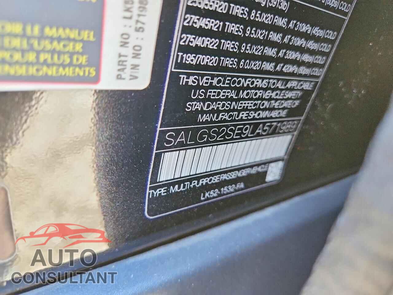 LAND ROVER RANGEROVER 2020 - SALGS2SE9LA571989