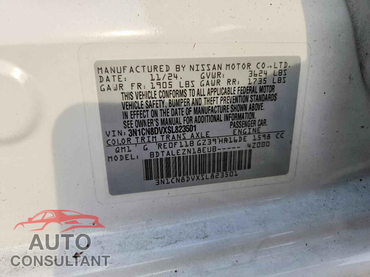 NISSAN VERSA 2025 - 3N1CN8DVXSL823501