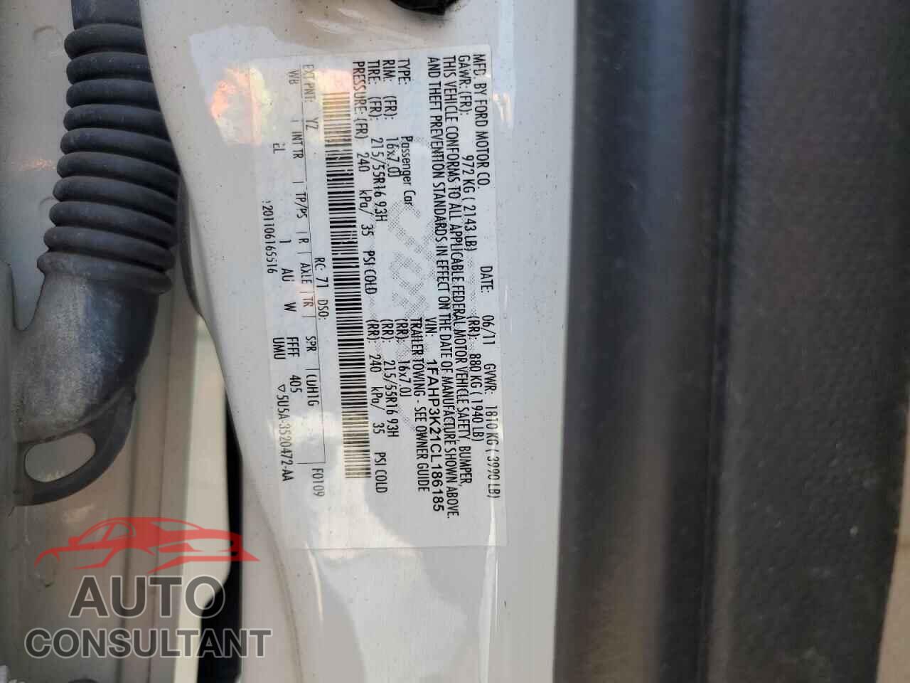 FORD FOCUS 2012 - 1FAHP3K21CL186185
