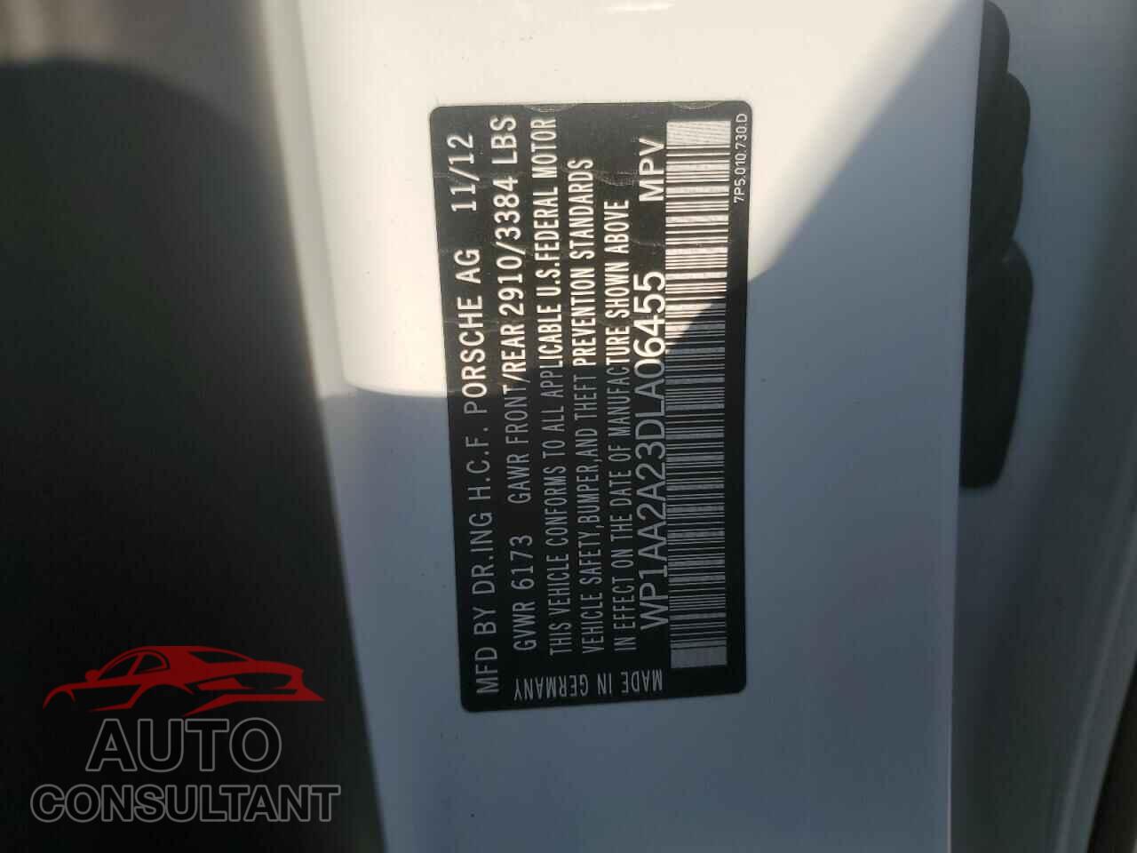 PORSCHE CAYENNE 2013 - WP1AA2A23DLA06455