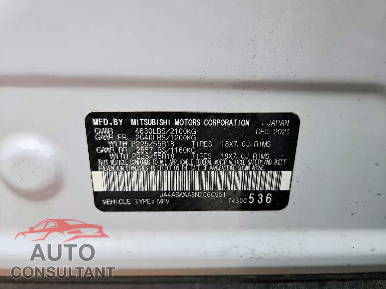 MITSUBISHI ECLIPSE 2022 - JA4ASWAA8NZ060551