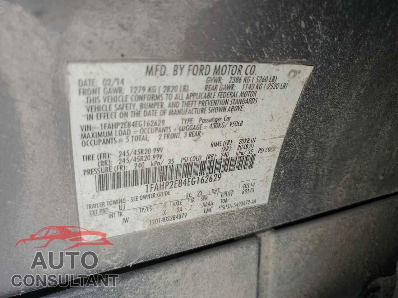 FORD TAURUS 2014 - 1FAHP2E84EG162629