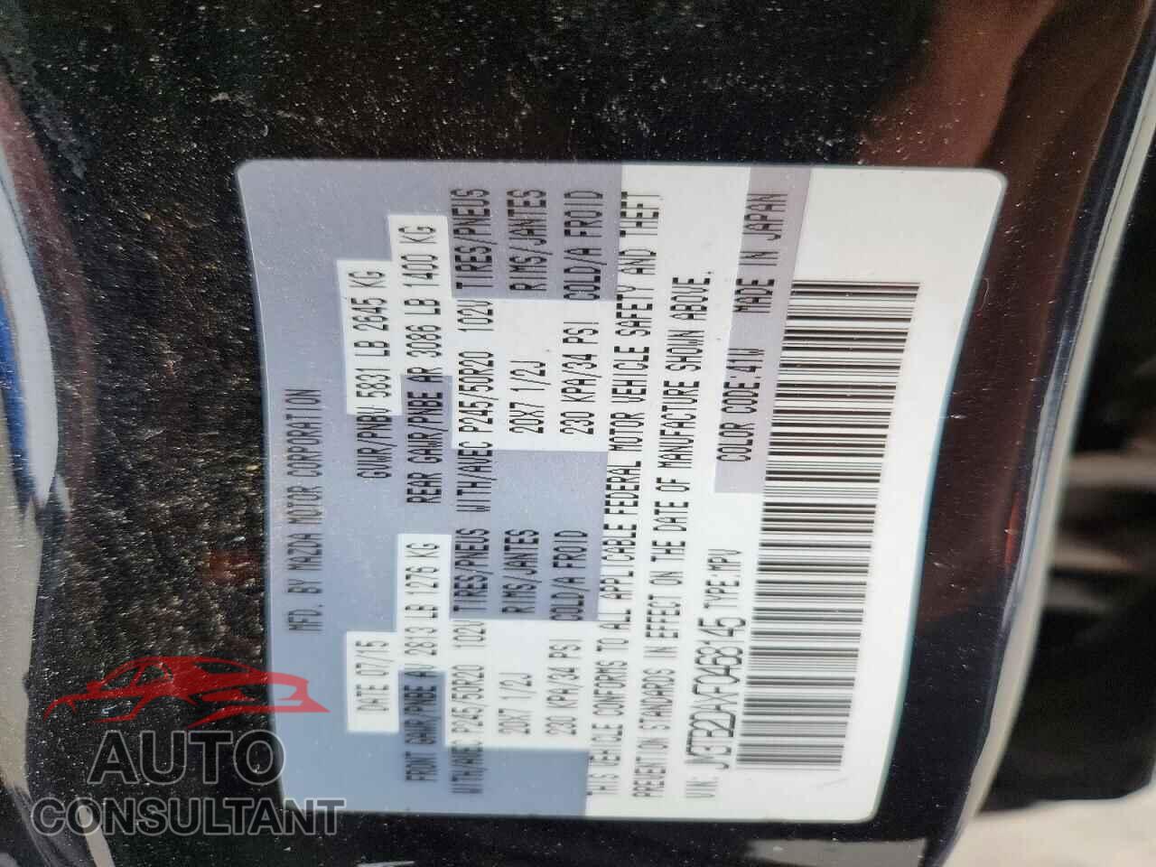 MAZDA CX-9 2015 - JM3TB2DAXF0468145