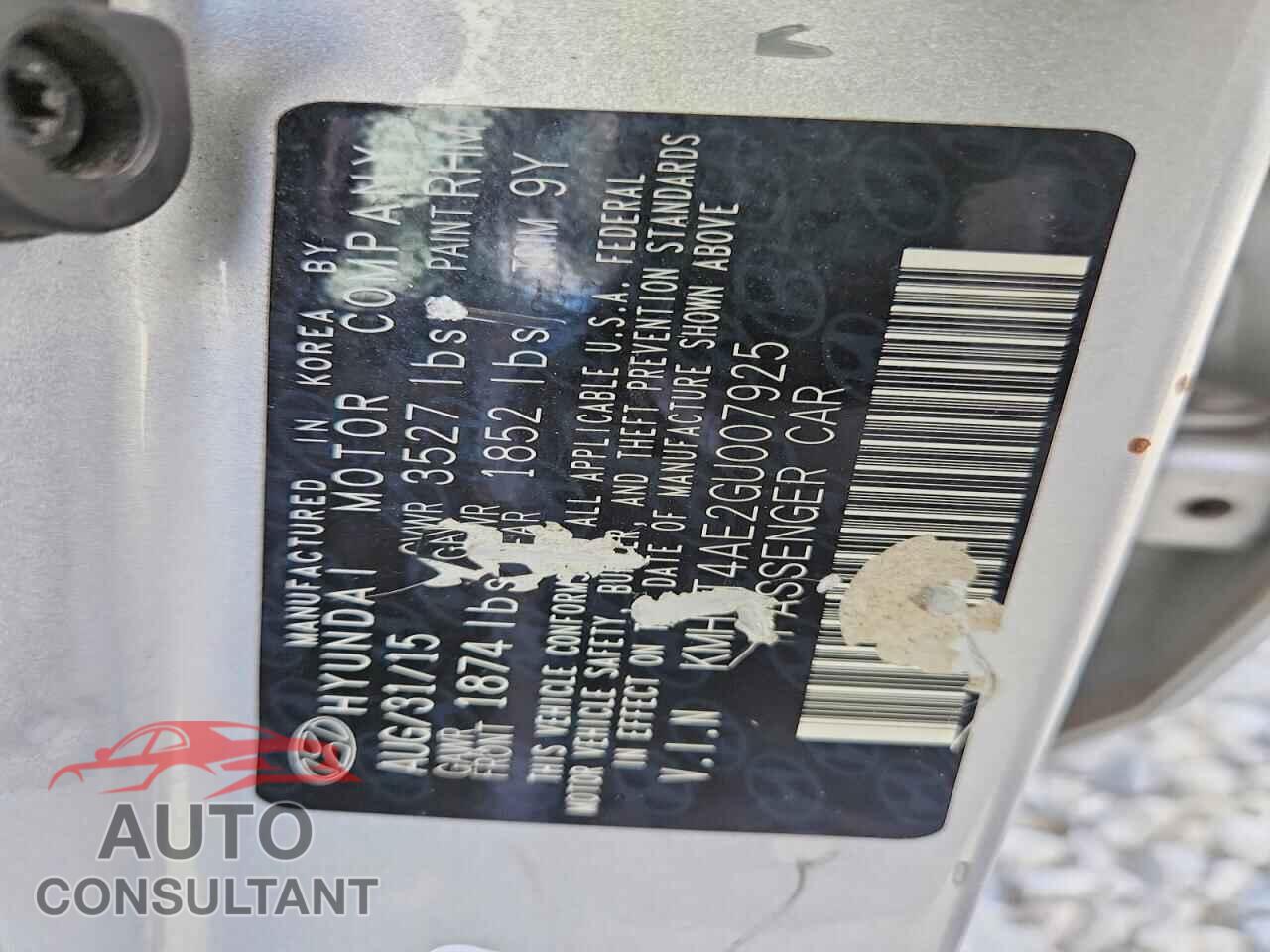 HYUNDAI ACCENT 2016 - KMHCT4AE2GU007925