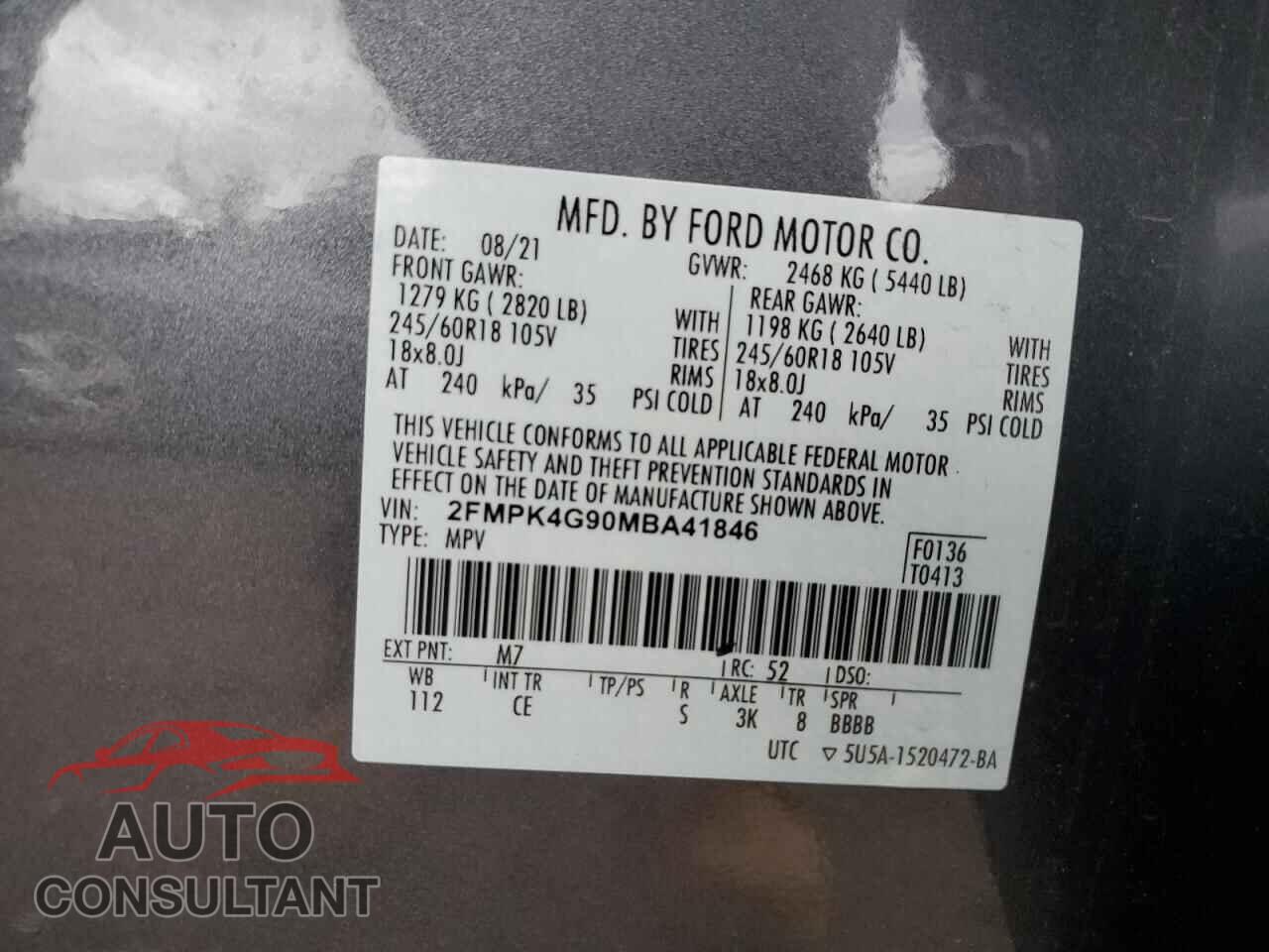 FORD EDGE 2021 - 2FMPK4G90MBA41846